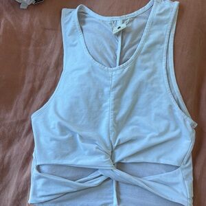 Spiritual Gangster white Sleeveless Crop Tank Top cutout small